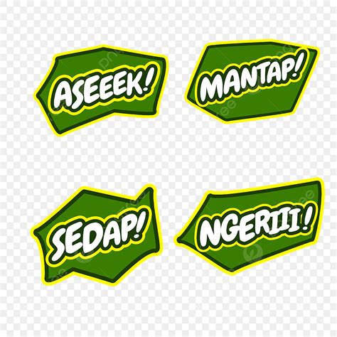 Indonesia Comic Burst Aseeeek Mantap Sedap Ngeri Green Bubble White