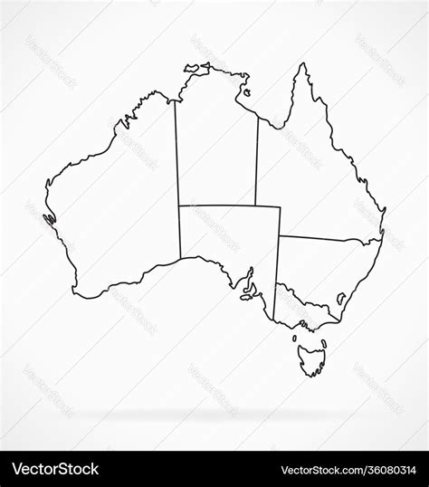 Accurate Australia Map Outline With States Vector Image