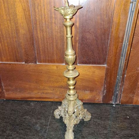 Antique Brass Church Altar Candlestick Height 60cm The Art Boutiqe