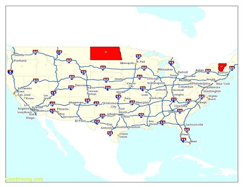 Printable Us Map With Interstate Highways Valid United States Major Printable Us Interstate