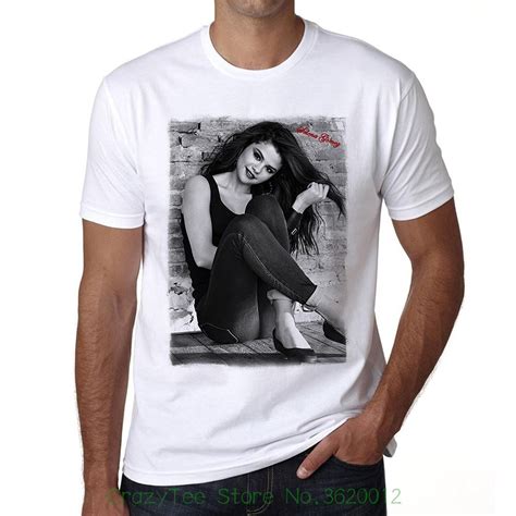 Men T Shirt Print Cotton Short Sleeve T Shirt Selena Gomez Mens T