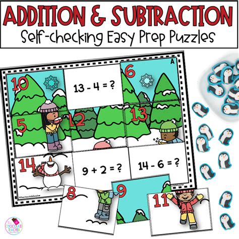 Winter Addition And Subtraction January Math Puzzles Made By Teachers