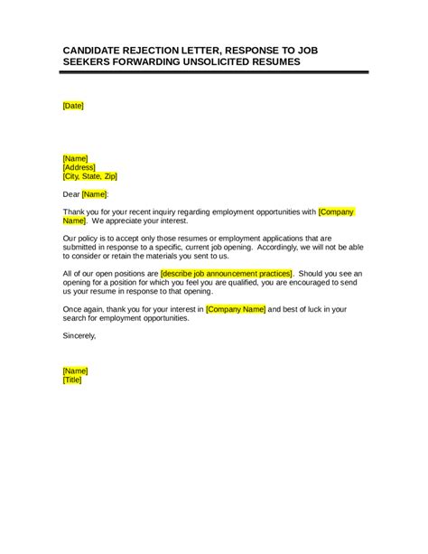 Writing A Rejection Letter For Job Offer