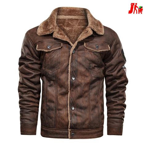 Men Old Fashioned Suede Leather Jackets Vintage Military Jacket Winter ...