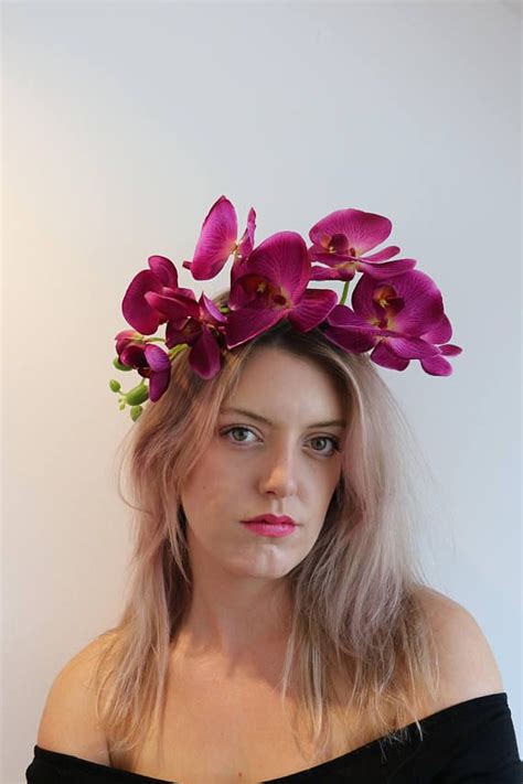 Purple Orchid Flower Crown Headdress Festival Headpiece Etsy