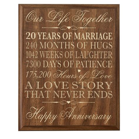 20th Wedding Anniversary Wall Plaque Our Life Together 12x15