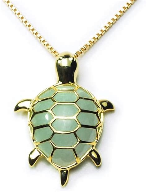 Amazon Com Gold Plated Sterling Silver Green Chinese Jade Turtle