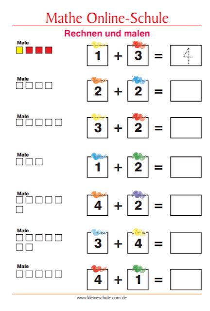 Dieses einfache rätsel für kinder an der 1. Matheaufgaben für 1. Klasse Grundschule Zahlenraum bis 10 ...