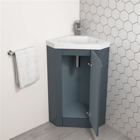 400mm Grey Cloakroom Corner Vanity Unit And Basin Apollo Best Bath
