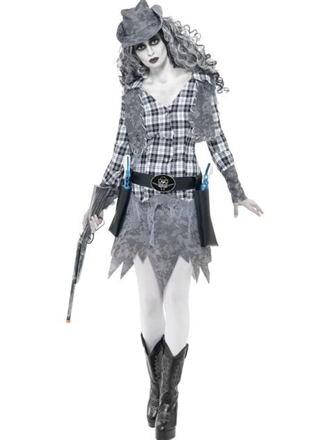 Adult Sexy Ghost Town Zombie Cowgirl Ladies Halloween Party Fancy Dress Costume Ebay