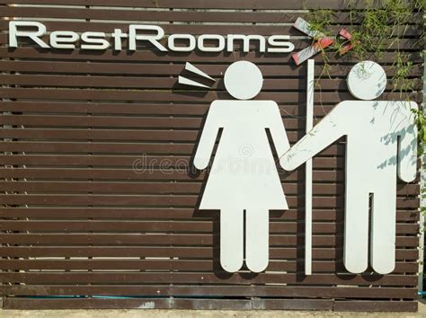 Male And Female Restroom Signs At Various Locations Stock Image Image