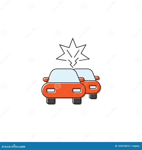Car Crash Insurance Vector Icon Symbol Isolated On White Background