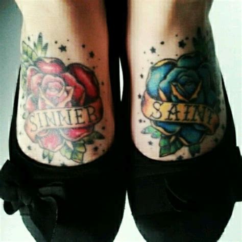 Sinner saint tattooforaweek temporary tattoos largest. Sinner Saint tattoos feet | Saint tattoo, Foot tattoos ...