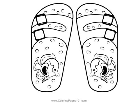Slippers On Beach Coloring Page For Kids Free Flip Flops Printable