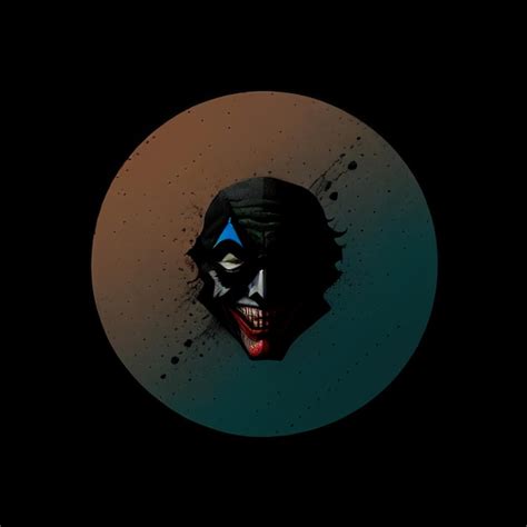 Un Dibujo De Un Payaso Con Una Cara Azul Y Un Fondo Negro Foto Premium