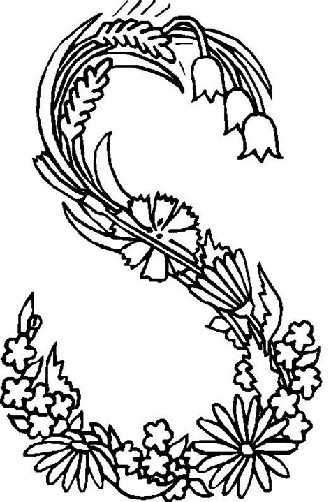 kleurplaten en zo » Kleurplaten van alfabet bloemen
