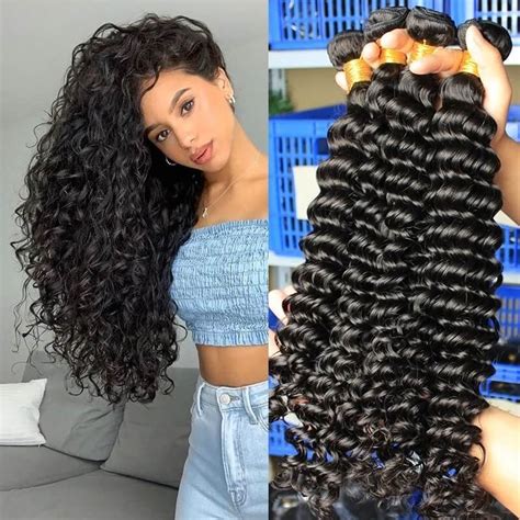 Cheap Deep Wave Pics Brazilian Human Virgin Hair Weave Bundles Deal