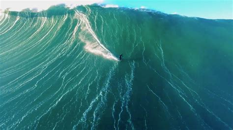 Drone Video Of Surfer Riding Giant Wave In Nazaré Portugal Dronedj