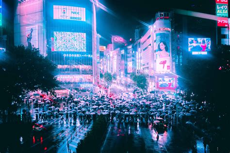 5333847 7660x5109 Umbrella Tokyo Neon Crowd