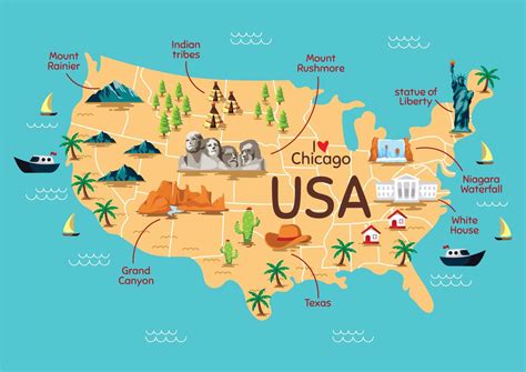 7 Landmarks United States Map Map
