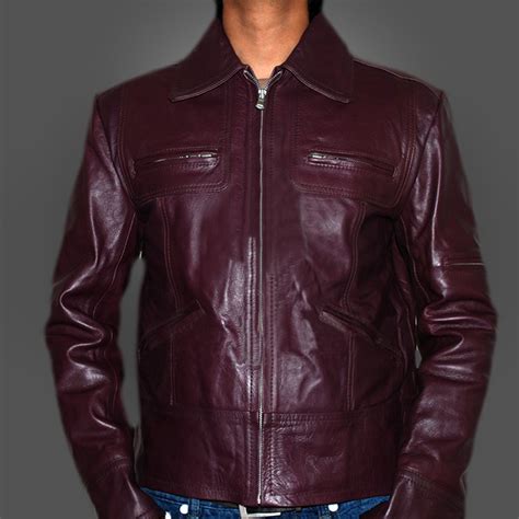 Buy Burgundy Men Leather Jacket For Men From