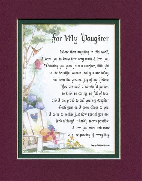 Daughter Poem Print Verse Graduation Christmas Xmas Birthday Etsy
