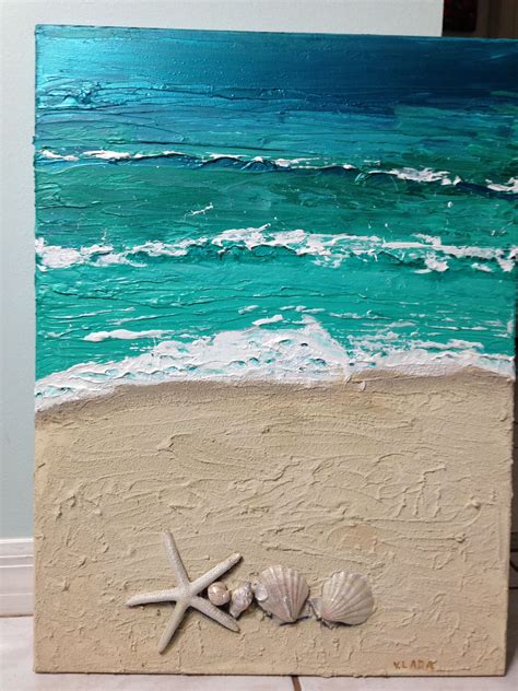 Beach Acrylic Mixed Media Painting On Canvas 18x24 Inches By V Lada