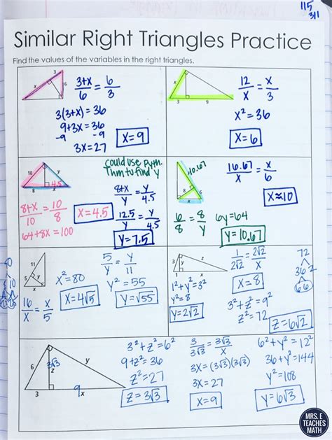 Transcribed image text from this question. Triangle Similarity INB Pages | Mrs. E Teaches Math