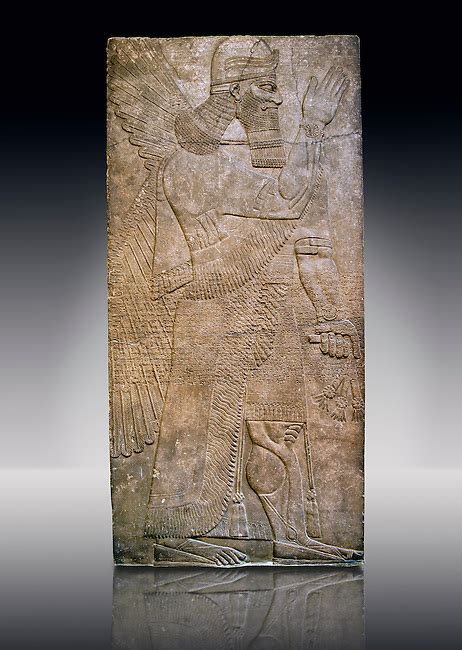Assyrian Relief Sculpture Panel Of A Protective Spirits Holding A