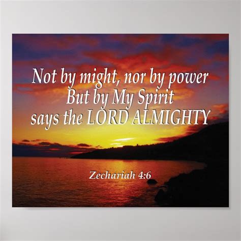 Zechariah 46 Not By Might Nor By Power Christian Poster Zazzle