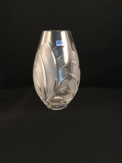 Elegant Vintage Marquis Waterford Crystal Vase Etched Design Frosted