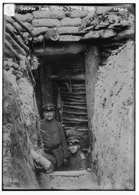 Two Soldiers Stand In A World War I Bomb Shelter C1915 2560 X 3715