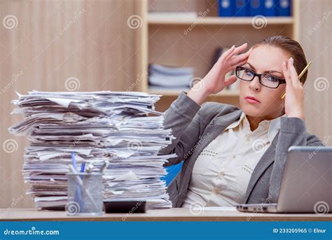 Busy Stressful Woman Secretary Under Stress In The Office Stock Image Image Of Overtime