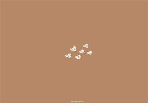 Download White Hearts On Beige Brown Aesthetic Wallpaper