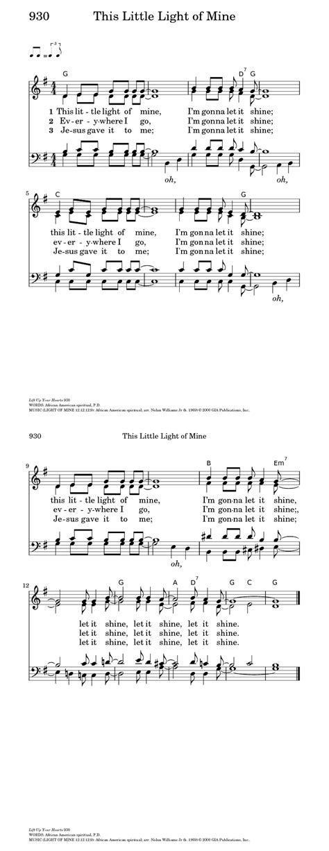 This Little Light Of Mine Hymn Music Hymn Sheet Music Hymns Lyrics