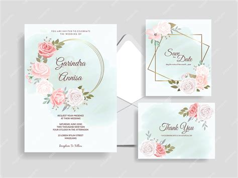 Premium Vector Elegant Wedding Invitation Card Template Set With