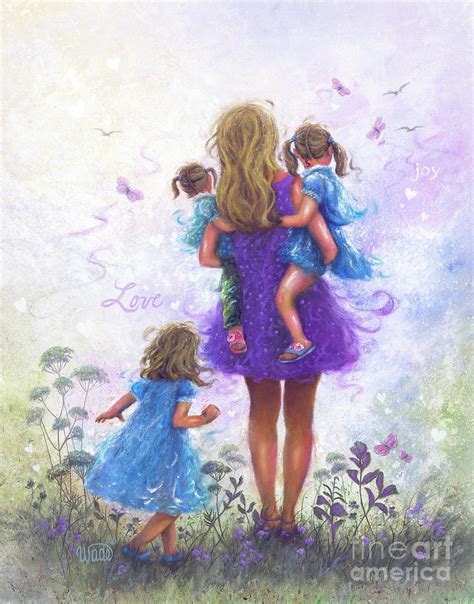 Mother Three Daughters Blonde Mom Painting By Vickie Wade Fine Art