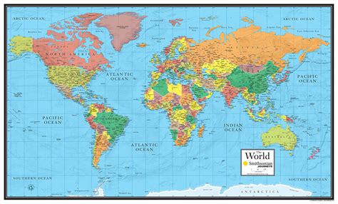 30x48 World Wall Map By Smithsonian Journeys Blue Ocean Edition