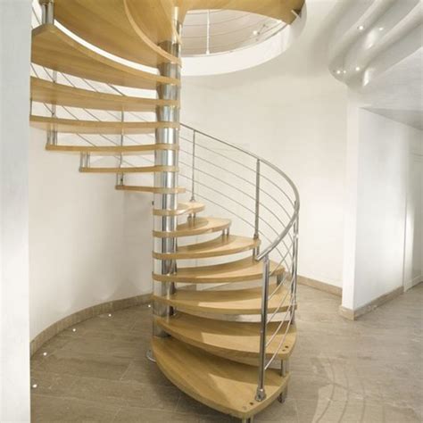 Modern Design Stainless Steel Indoor Wood Steps Spiral Staircase Price