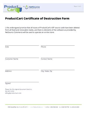 Certificate Of Destruction Template Word Fill Online Printable