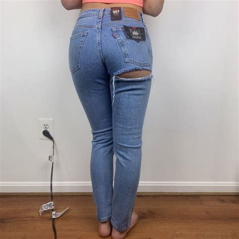 nwt levi s high waist wedgie butt rip ass rip skinny fit jeans re done size 29 ebay