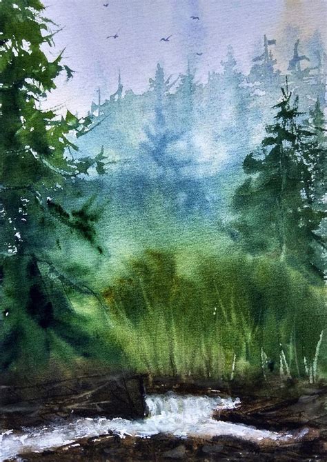 Forest Watercolor Print Woodland Art Watercolor Painting Etsy
