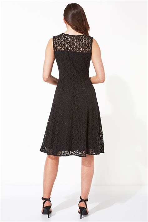 Lace Fit And Flare Dress In Black Roman Originals Uk