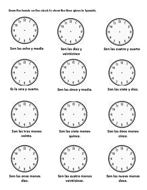 Telling Time In Spanish Worksheets