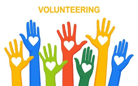 Premium Vector Raised Hands With Colorful Heart Volunteering