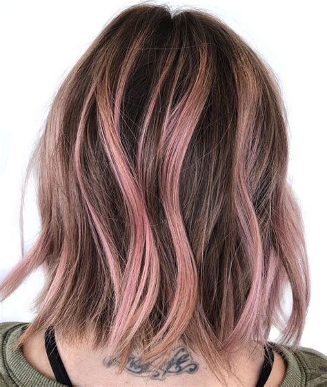 Subtle Pink Streaks For Brown Hair Pink Hair Streaks Pink Hair