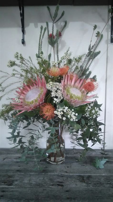 Tall King Protea Arrangement By Rane Flowers Flower Arrangements