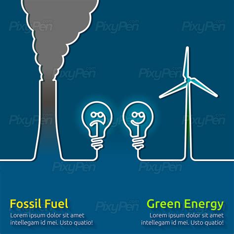 Fossil Fuels Vs Renewable Energy Vector Infographic • Pixypen