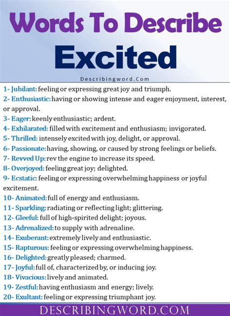 Adjectives For Excited Words To Describe Excited Describingword