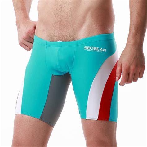 Mens Brand Stripe Sexy Nylon Breathable Bulge Briefs Swimming Trunks